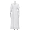 European American INS Style Women's Long Dress, Design Puff Sleeve, Slim Fit Bodycon, Split Hem Elegant Party Dress