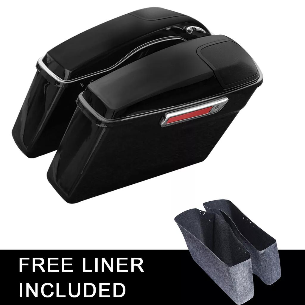 Motorcycle Hard Saddle Bags 5x7" Speaker Lid For Harley Touring Road King Street Glide 2014-2024