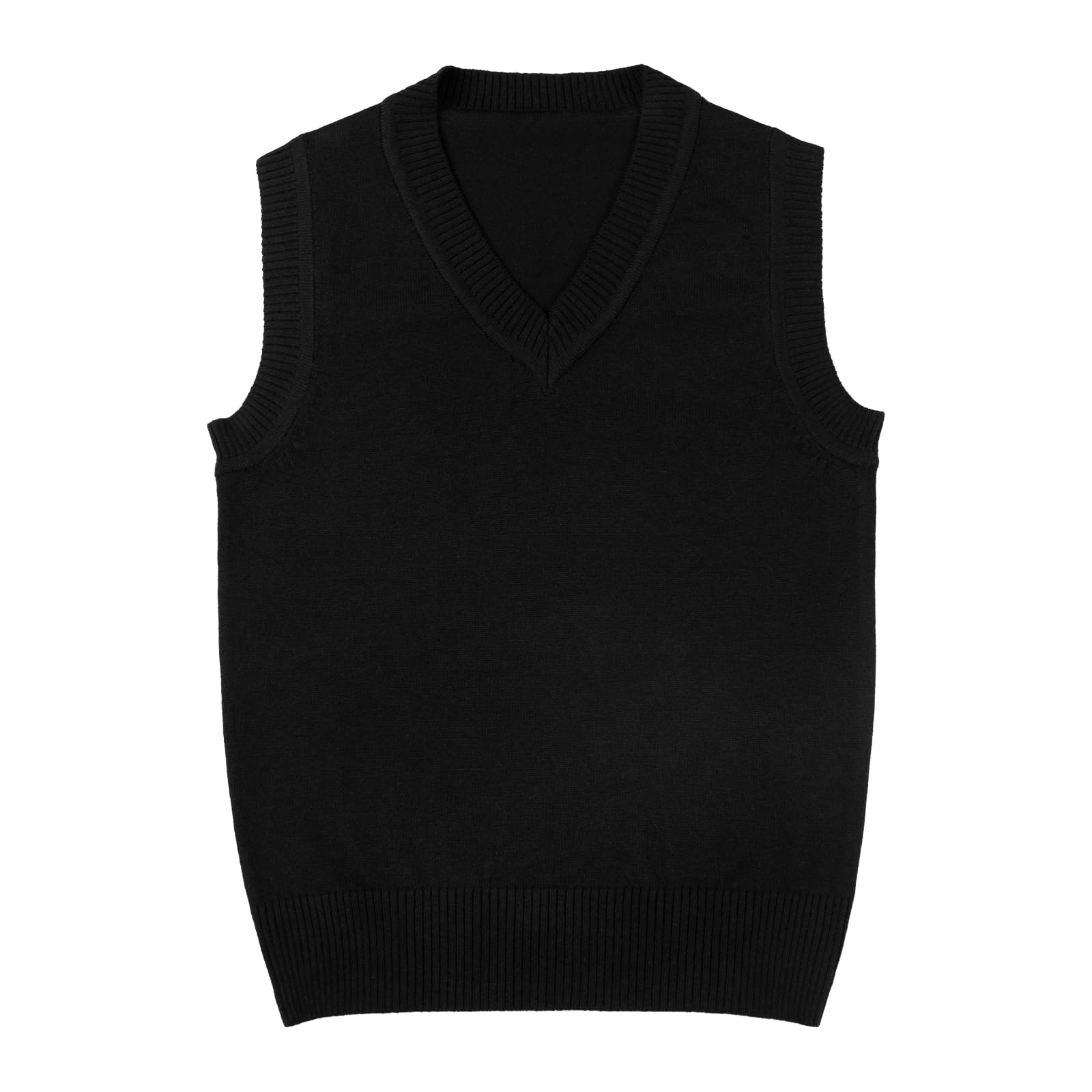 

LOLANTA В язаний Шкільний Ідеально для Форми та Однотонний Розмір 160 Дитячий Жилет, V-подібний виріз, Унісекс, Для Виступів, Чорний,