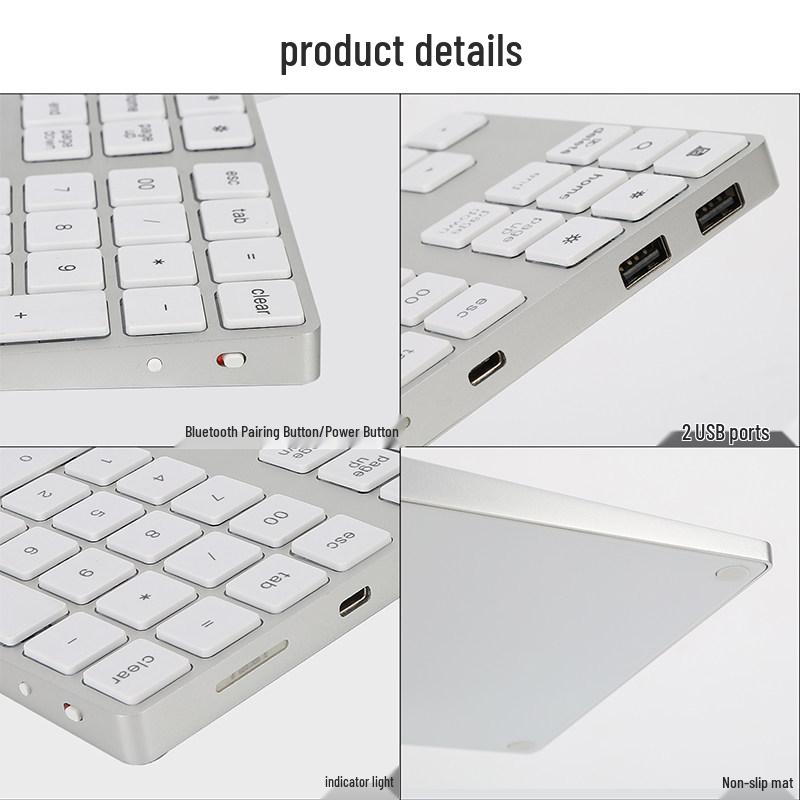 Bluetooth Mini Wireless Keyboard - Silent, Portable, Aluminum Alloy, Compatible with Laptops, iOS, Mac, and External Devices