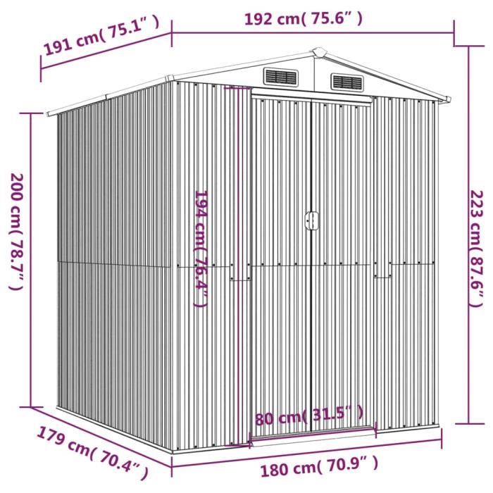 VidaXL Garden Shed Dark Brown 192x191x223 Cm Galvanized Steel 3147460