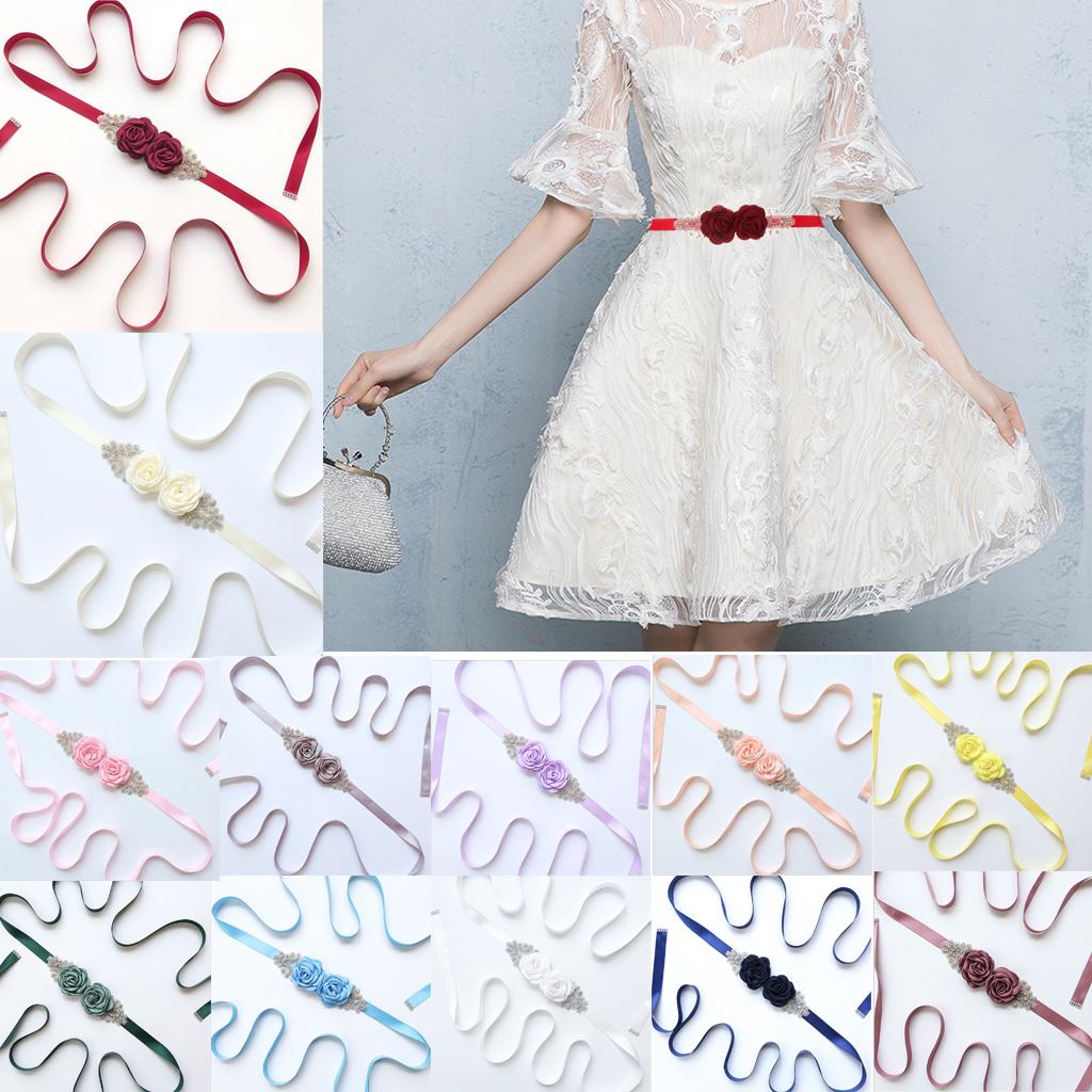Buy Elegant Bridal Flower Rhinestone Sash Belt Wedding Dress Belts