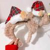 Plush Christmas Headband Festival Bear Hairhoop with Santa Hat Family Gathering Headhoop Holiday Party Props Hairband
