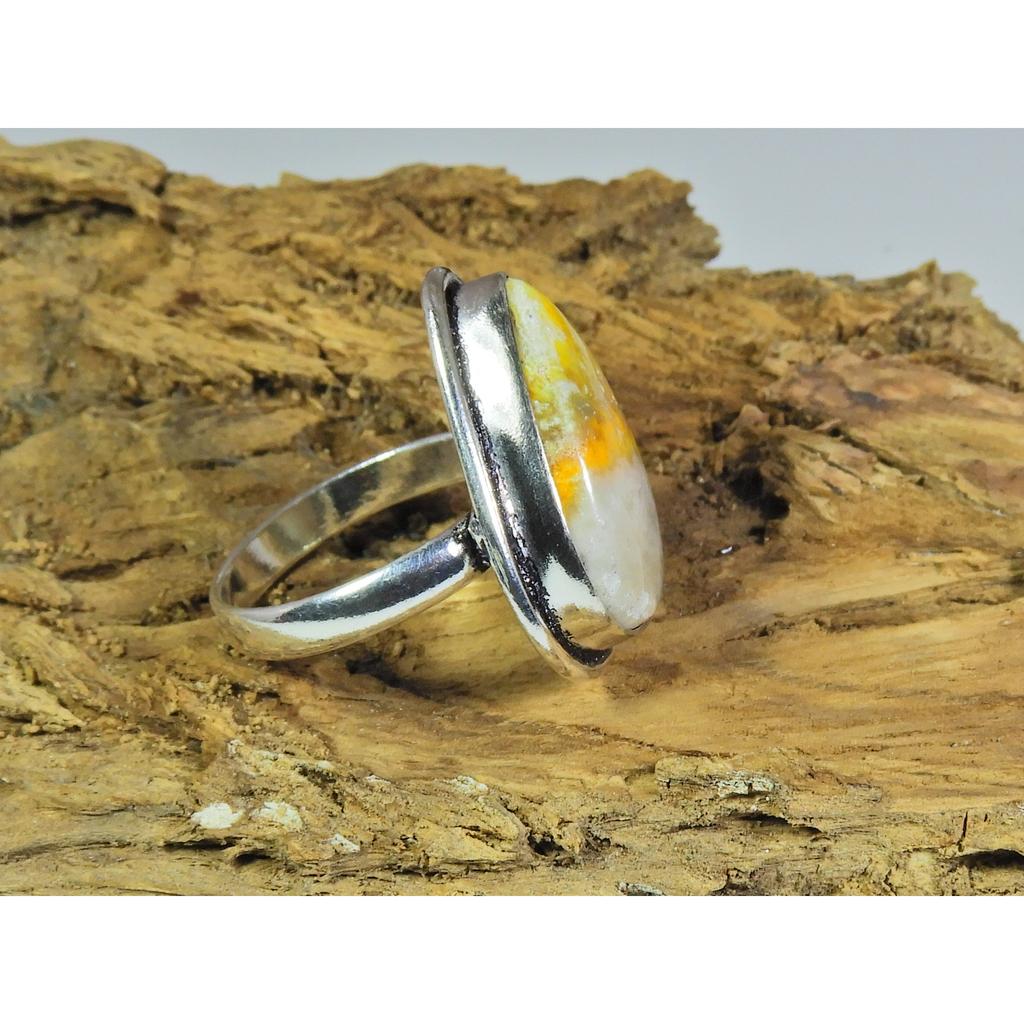 Natural BumbleBee Jasper Gemstone 925 Solid Sterling Silver Ring Size US-8.5 PG-145