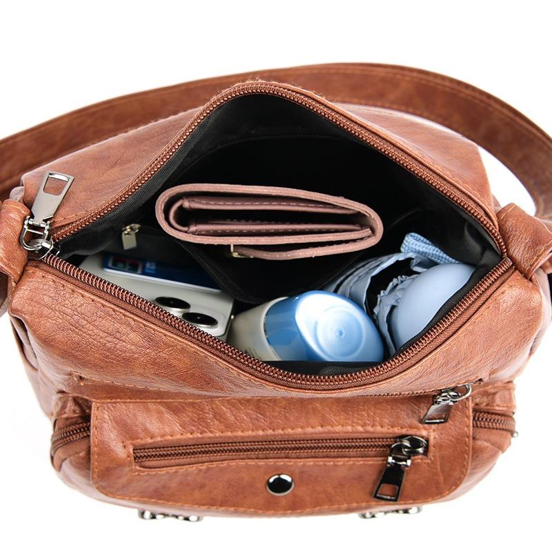 New Simple Multi-compartment Messenger Bag Simple Casual Soft Personalized Shoulder Bag Large Capacity Retro Versatile Women's Bag