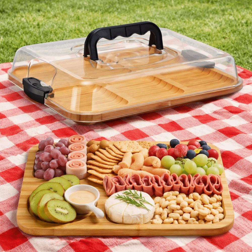 Square Cheese Tray Transparent Acrylic Lid Biscuit Snacks Platter Snack Service Trays  Holiday