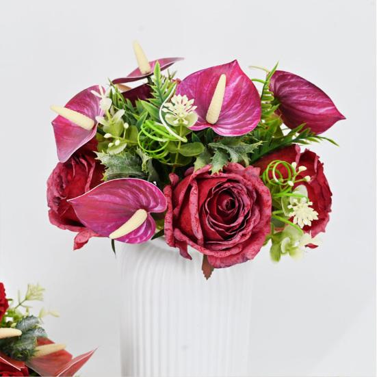 Artificial Rose Bouquet Simulated Fabric Not Wither Blooms All Year No Watering Needed Simulation Flower for Home Table Decorations