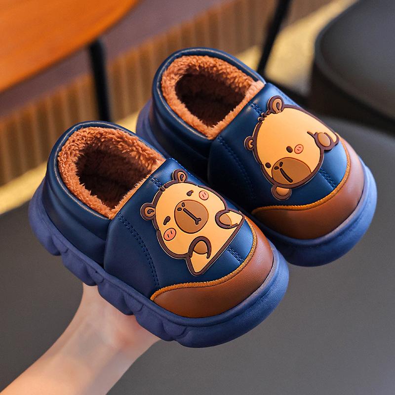 

Осенне-зимние детские сумки, каблуки, хлопковые туфли, водонепроницаемая ПУ кожа, теплые и плюшевые хлопковые тапочки для взрослых и детей для дома 38/39