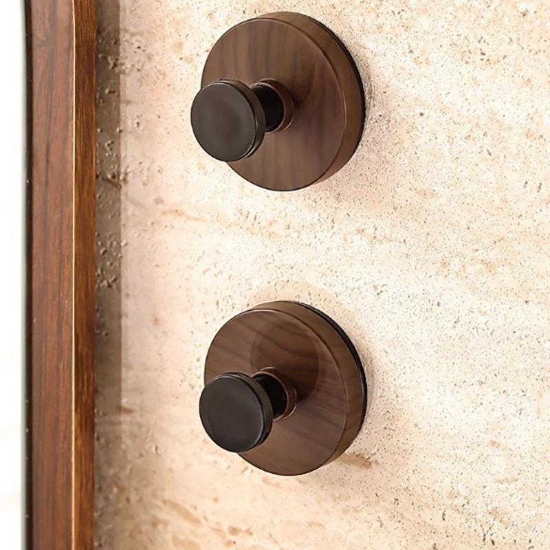 Cârlig de ușă din lemn de nuc, cârlig simplu puternic montat pe perete, fără găurire, cârlig adeziv pentru haine