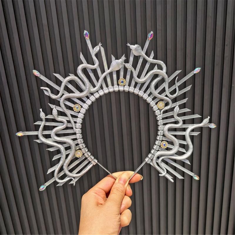 Antique Snake Design Hairband With Spiked Design For Women Daily Use and Special Event Masquerades Party Headpiece