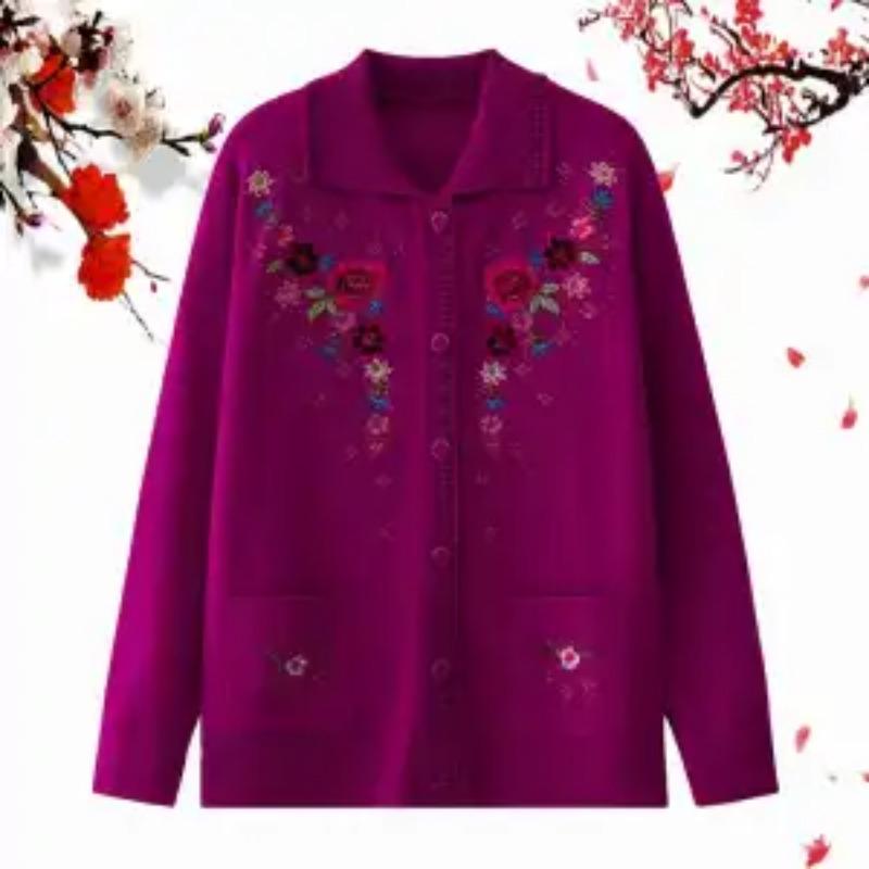 Women's New Style of Styling Square Collar Button Printed Pocket Fashion Long-sleeved Jacket