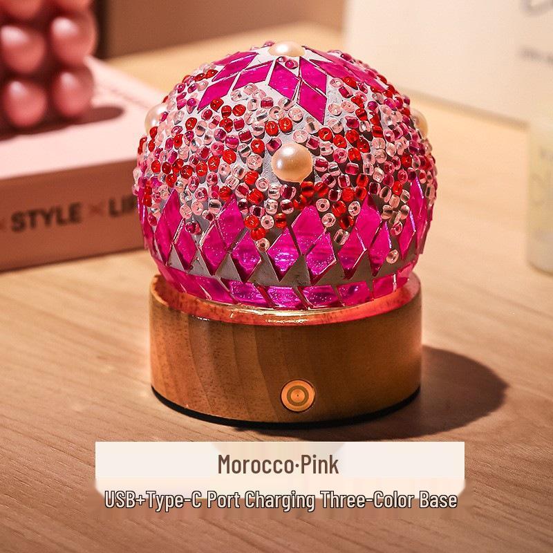 Bohemian LED Night Light - USB Rechargeable Moroccan Glass Lamp
