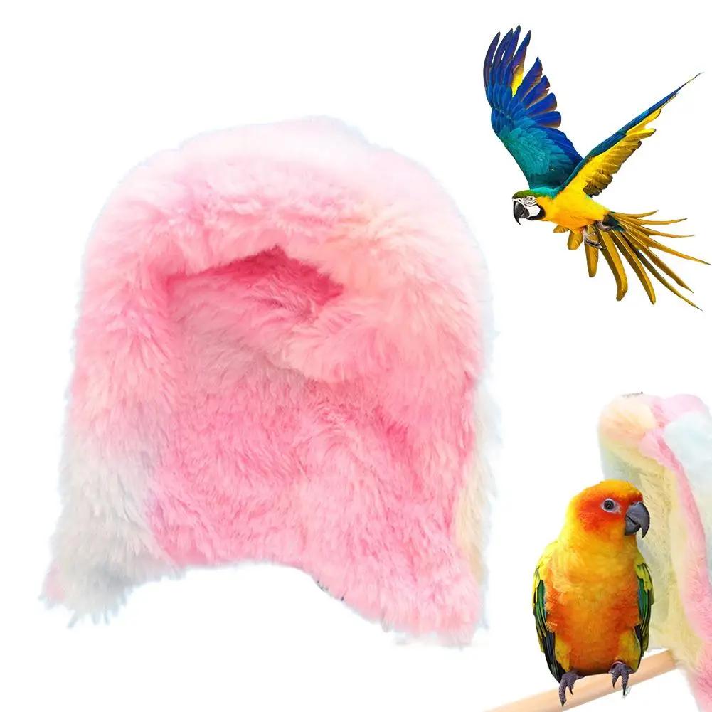 Soft Plush Bird Hammock Winter Windproof Bird Parrot Hammock Tent Bird Shawl Parakeet Cage Warm Cave Hanging Nest Bed Hideo N6M4