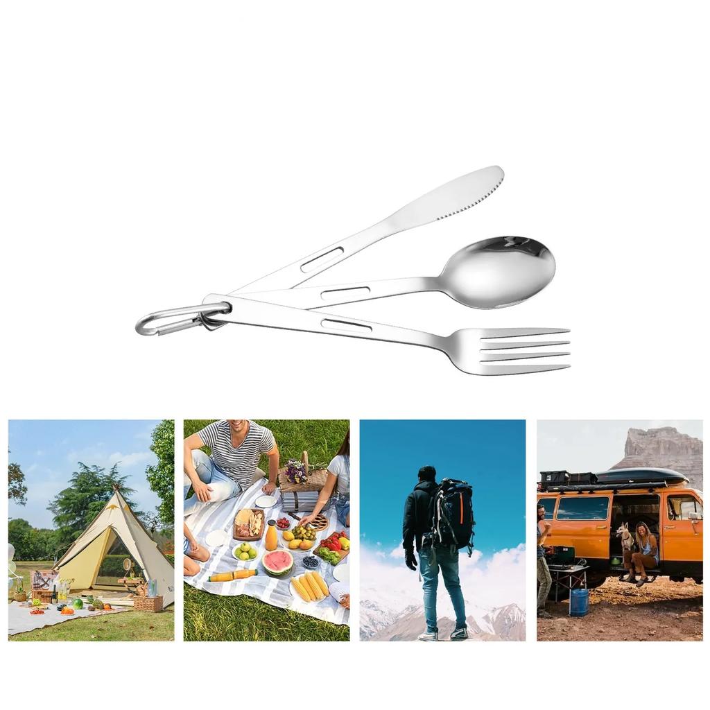 Stainless Steel Tableware Ultralight Outdoor Portable Knife Fork Spoon Cutlery Camping Equipment Hiking Travel Flatware Set