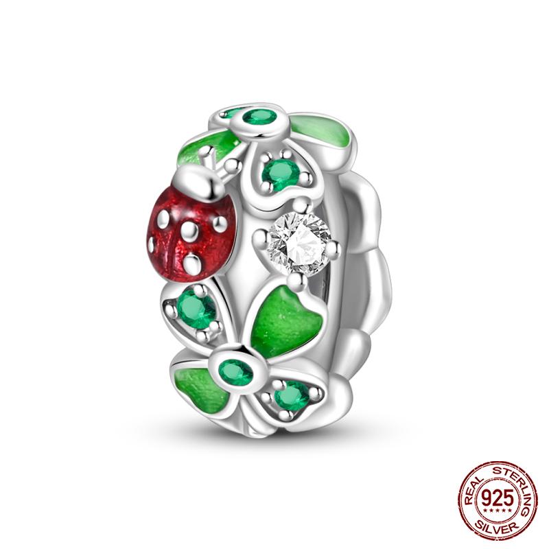 Copper Tree Of Life Four-Leaf Clover Green Series Charms Beads Fit Qikaola Original Bracelet Diy Jewelry Making