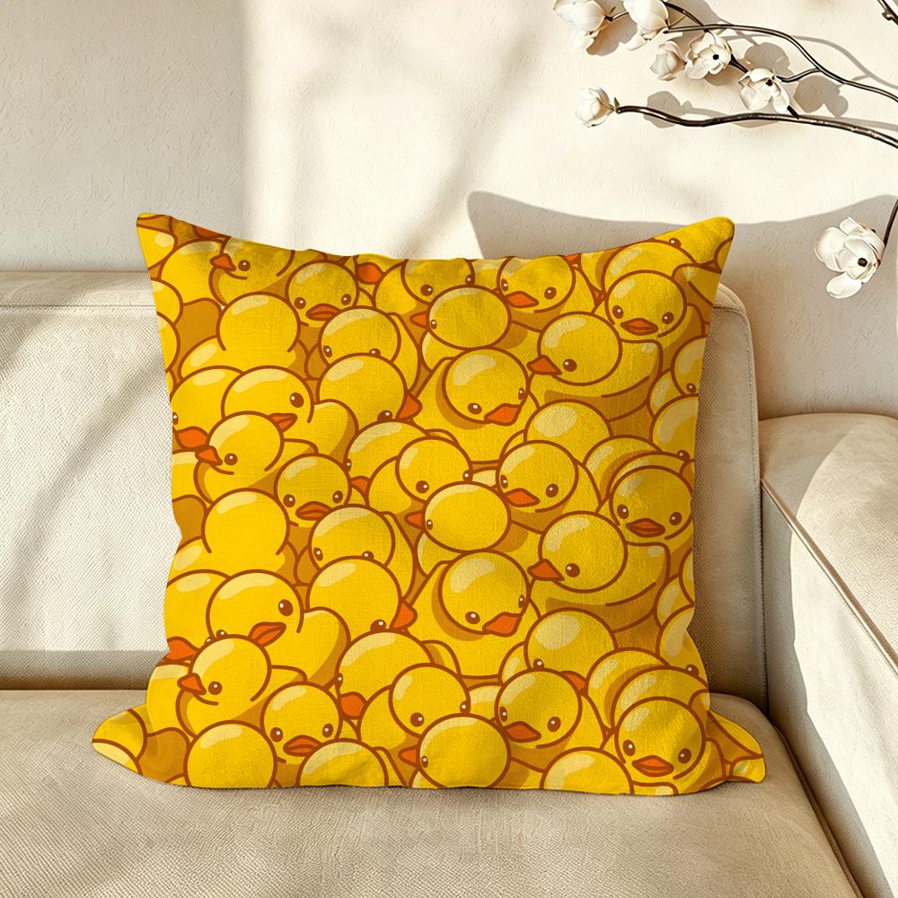 Character Yellow Rubber DDuck Cushion Cover Pillow Case Antidustmite Pillowcase Silky Short Plush Sofa Cushion Cover hot