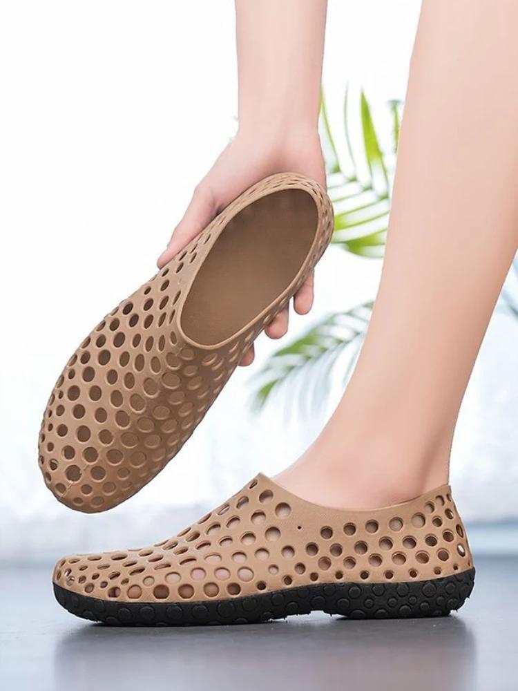 Fashion Flat Men's Sandal Hole Shoes Cheap Liquidation New Arrival Luxury Designer Pvc Clearance Sale Open Toe Original Casual Male Shoe