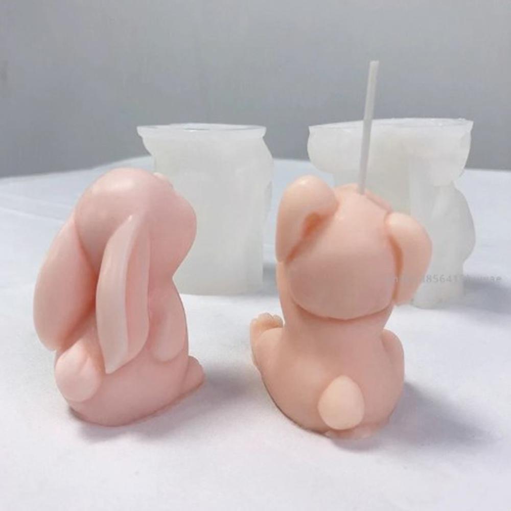 Squeezing Rabbit Silicone Candle Mold, 3D Animal Crafts, Resin Gypsum Soap Mold, DIY Chocolate Ice Block Baking Tool, Home Gift