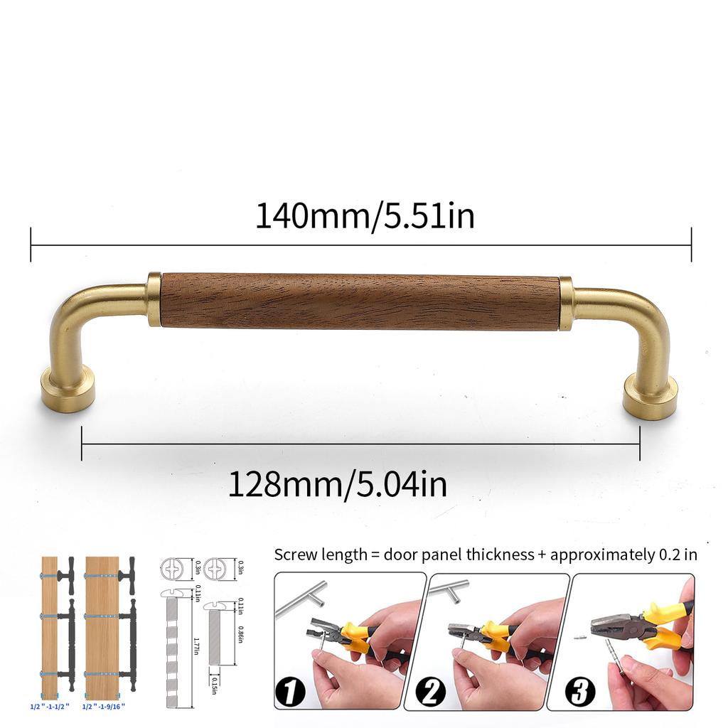 Walnut Pull Wardrobe Cupboard Handle Kitchen Door Cabinets Knobs Wood Cabinet Pull Nature Style Wooden Cabinet Handle