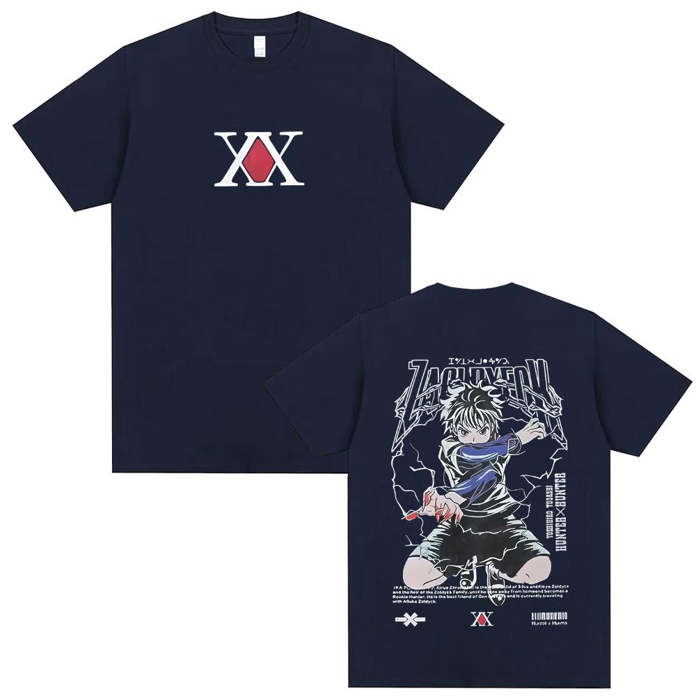 Anime Hunter X Hunter Graphic Tshirt Killua Zoldyck Double Sided Print T Shirts Men Women Casual Oversized Crewneck Tshirts