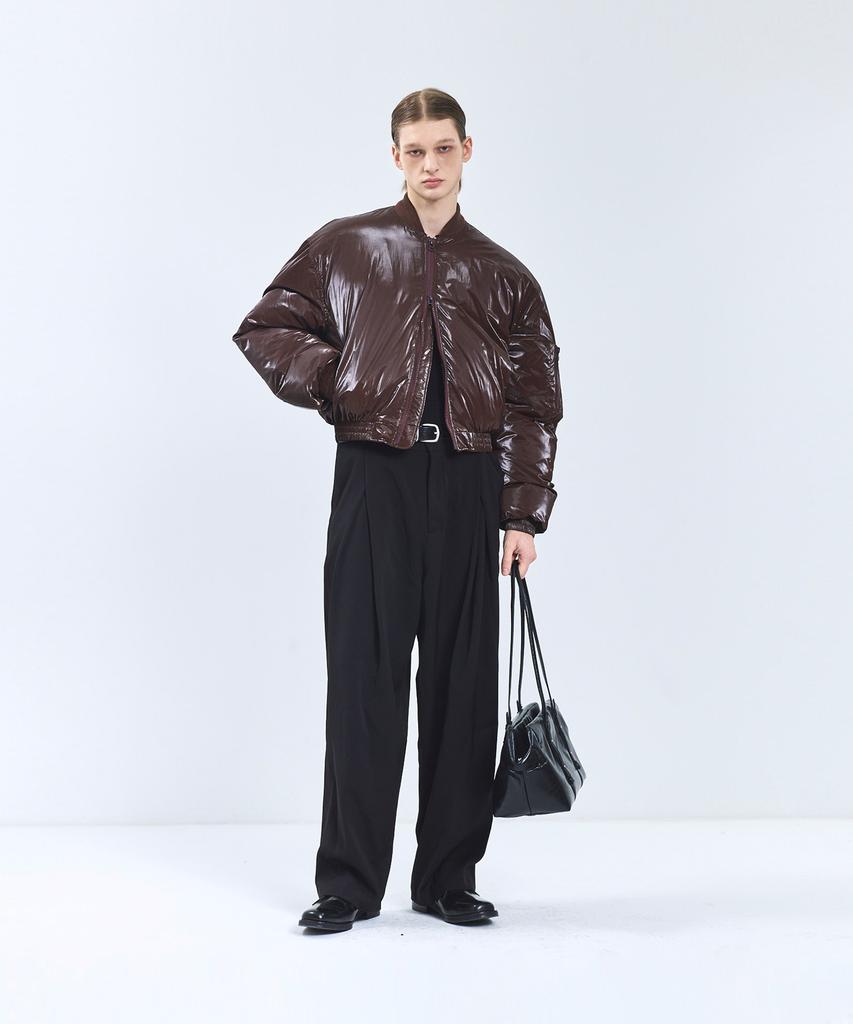Ironyporno Whiteline 86-Iro342 Essential Balloon Glossy Ma-1 Short Padded Jacket Brown
