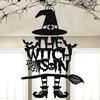 Witch-themed Decor Spooky Witch Leg Hat Broomstick Halloween Door Sign for Indoor Outdoor Decor Farmhouse Witch for Home