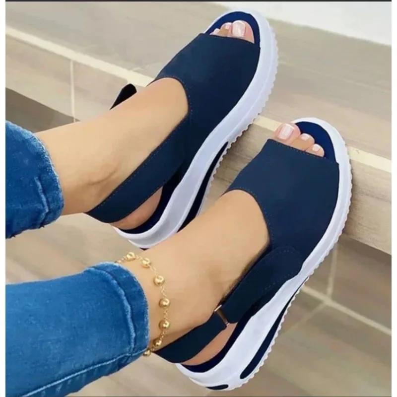 fashion Summer Women's Shoes Platform Sandals Stretch Fabric Fashion Shoes Women Comfort Walking Ladies Sandalias Female Casual Footwear