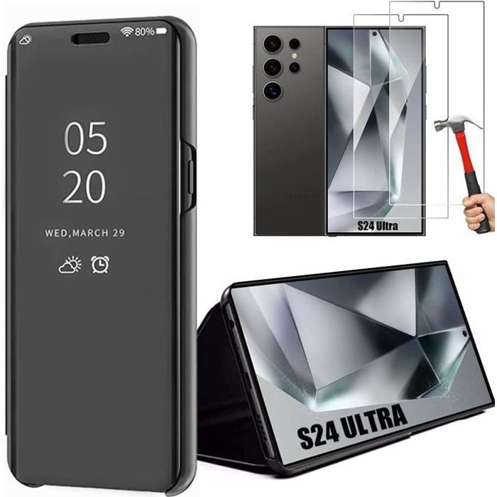 Coque - Clear View - Samsung Galaxy S24 Ultra - Noir - Protection Anti-Rayures - Luxe