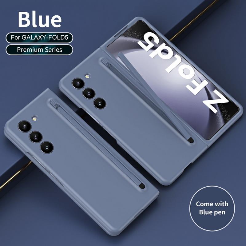 

Для Samsung Z Fold6 Z Fold5 Z Fold4 противоударный ПК гибридный закаленный стеклянный передний пленочный чехол + ручка роскошный складной чехол для телефона Samsung Z Fold5 синий