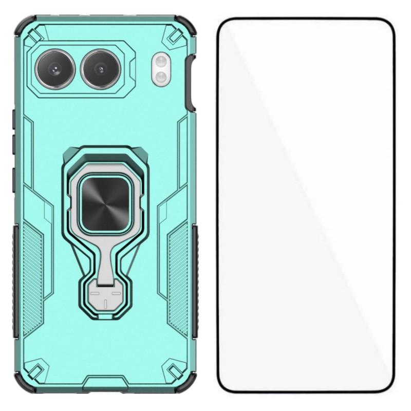 

For OnePlus Nord 4 Phone Case WANLONFENG PC TPU Back Cover Kickstand with Tempered Glass Green