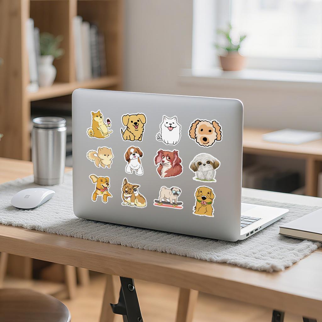 50 Cute Cartoon Dog Laptop Suitcase Skateboard Water Cup Car Doodle Decoration Stickers