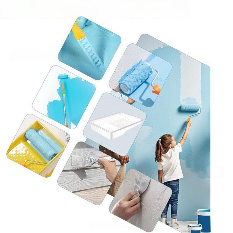 SHGO-Paint Roller Set With Pole, Paint Roller Kit Including Paint Tray Liners Plastic Sheets For Painting Walls& Ceilings In Hou