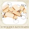 50PCS Wood Engraving Blank Keychain Wooden Assorted Shapes Unfinished Key Chain