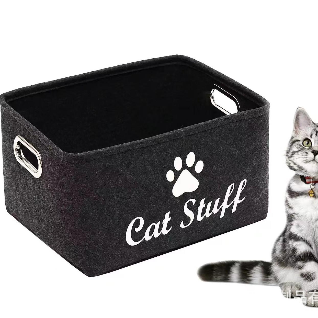 

Фетровый ящик для хранения с ручкой-кольцом из железа - Многофункциональный для игрушек, одежды и аксессуаров для питомцев. 38*25*18 cm