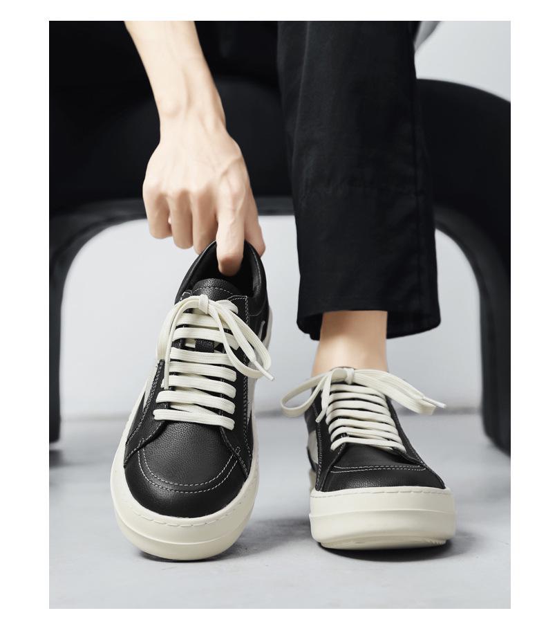 Men's Autumn Black & White Height-Boosting Skate Shoes - Trendy, Casual, and Versatile Low-tops