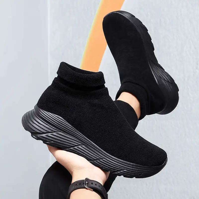 Round Toe Mint Green Original Women's Sneakers High Heels White Chunky White Platform Shoes Sport Trend Trendy Sheos