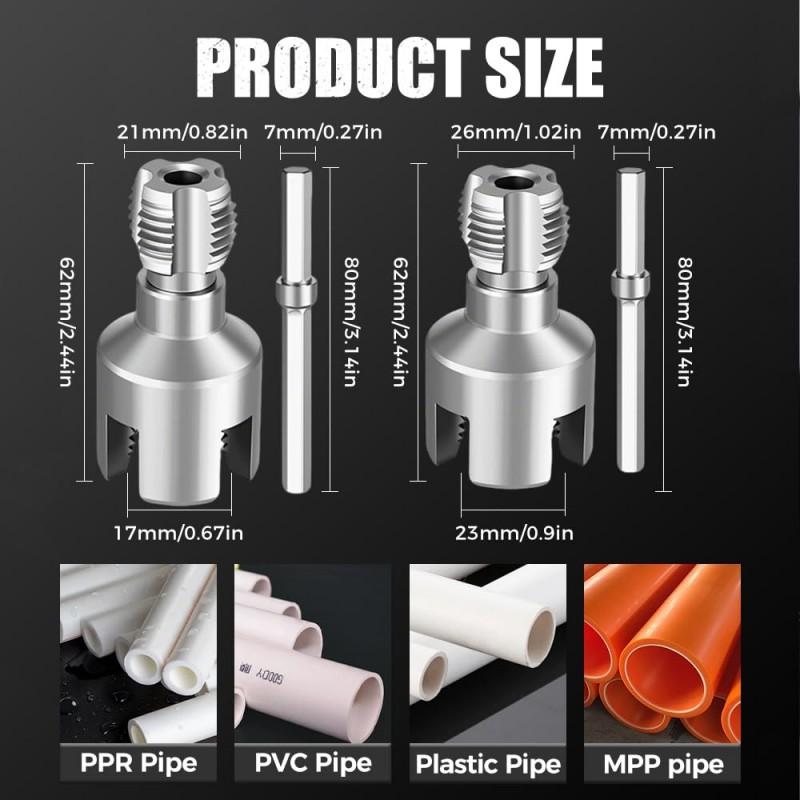 4/6 Points Pipe Thread Opener Double-Ended Internal And External Pipe Threading Tools Electric Drill Water Pipe Cutting Tool