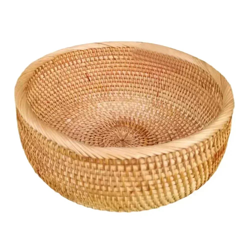 Daily Use Home Entertaining Round Desktop Basket Handcrafted Storage Solution 26*26*10cm Artisanal Craftsmanship