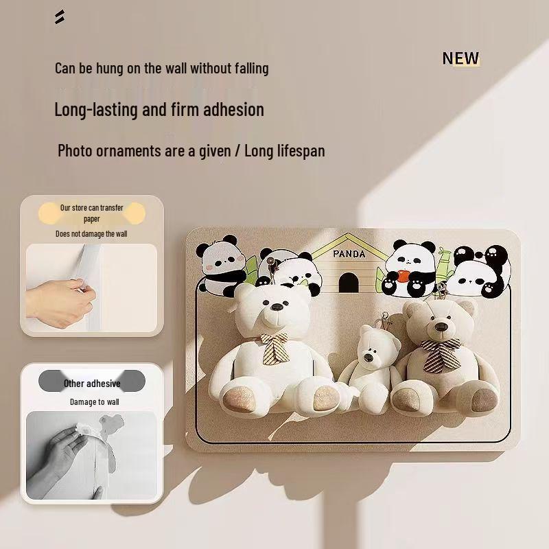 Panda Felt Board - No-Punch Cartoon Wall Sticker for DIY Photo & Message Display