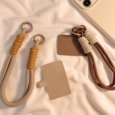 Ins Style Braid Handy-Lanyard, einfarbig, Anti-Verlust, kurzes Armband, Anhänger, Hängegurt, Seil mit Abstandshalter