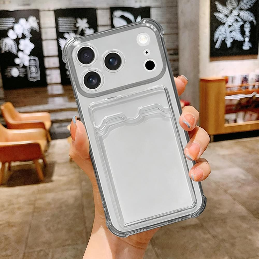 Clear Wallet Card Holder Case for Iphone Air 17 E 16 Pro Max 15 Plus 14 13 12 Mini 11 Xr Xs Max 17Pro Shockproof Slim Fit Protective Soft Wallet Cover
