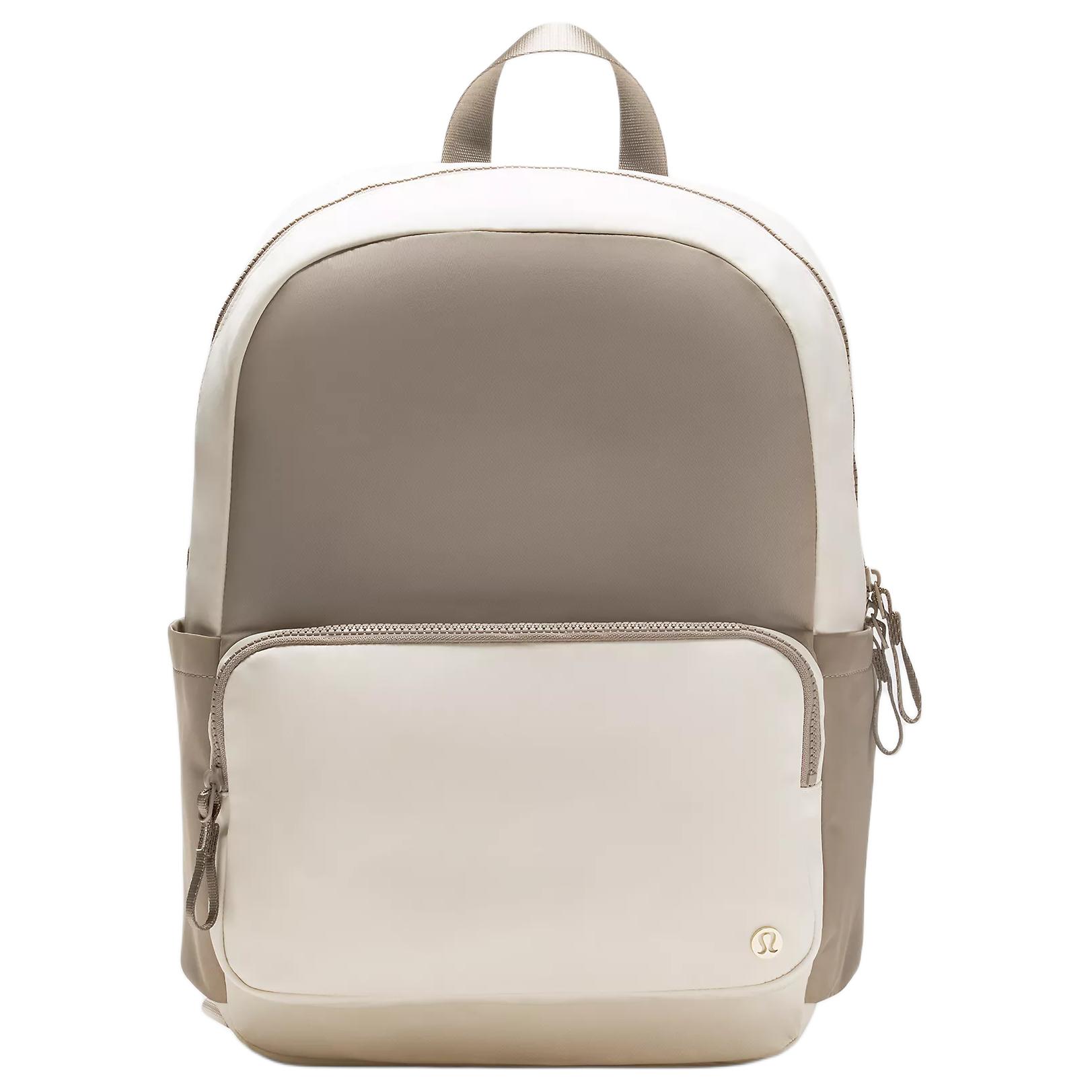 Lululemon Everywhere 22L Brand Logo Color Block Design Recycled Nylon Polyester Backpack Women Backpack Warm-Gray Light-Ivory LU9CMAS-074467 Warm Gray with Light Ivory