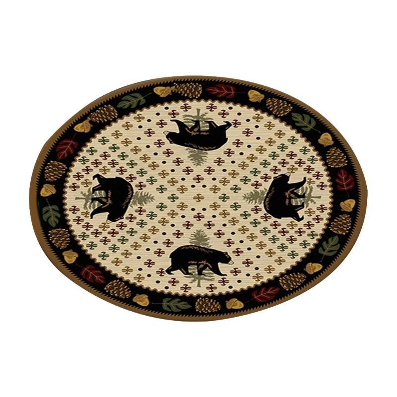 652F Round Carpet Retro Ethnic Type Floor Mat Resistant Rug Home Decoration