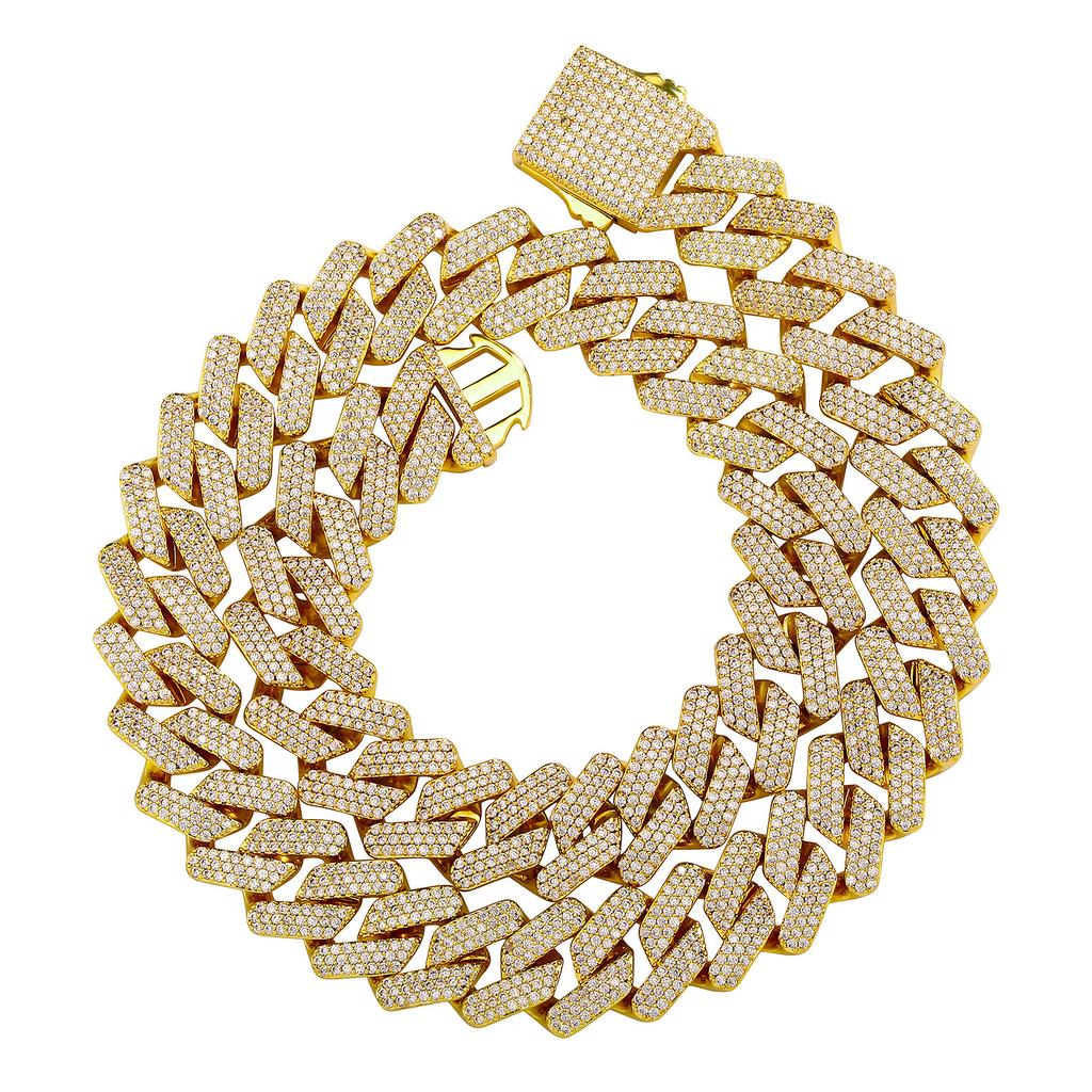 20mm Miami New Box Big Clasp Cuban Link Chain Gold Silver Necklace Iced Out Cubic Zirconia Bling Hip Hop for Men Jewelry Gifts