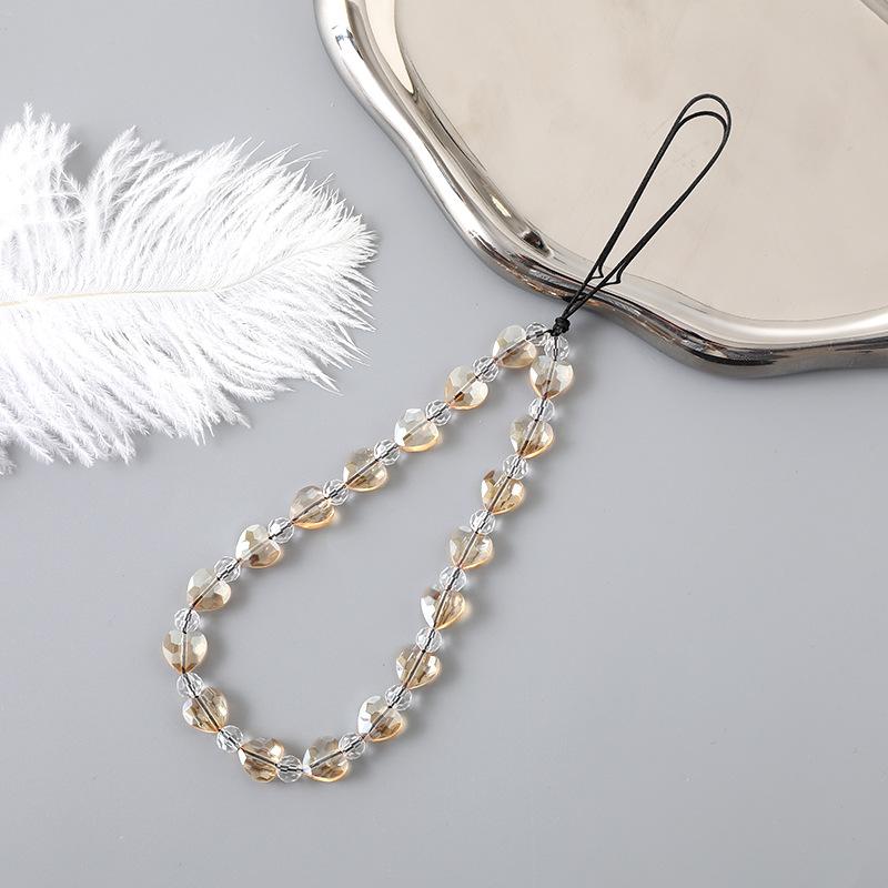 New mobile phone lanyard with colorful heart-shaped charms, beaded pendant for bags, phone case keychain accessory Mobile phone charm