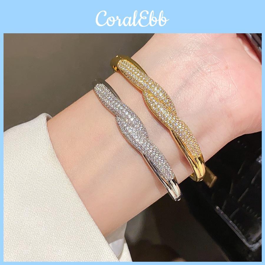 Geometric Zircon Cuff Bracelet With 18k Gold Plating For Women Elegant Accessories