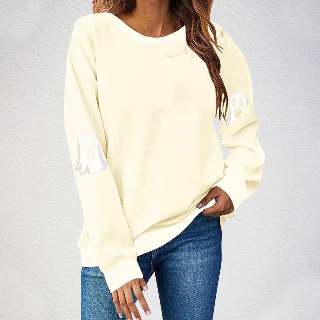 Women Tops Women's Long Sleeve Sweatshirt Casual Crewneck Loose Fit Pollover Fleece Tops