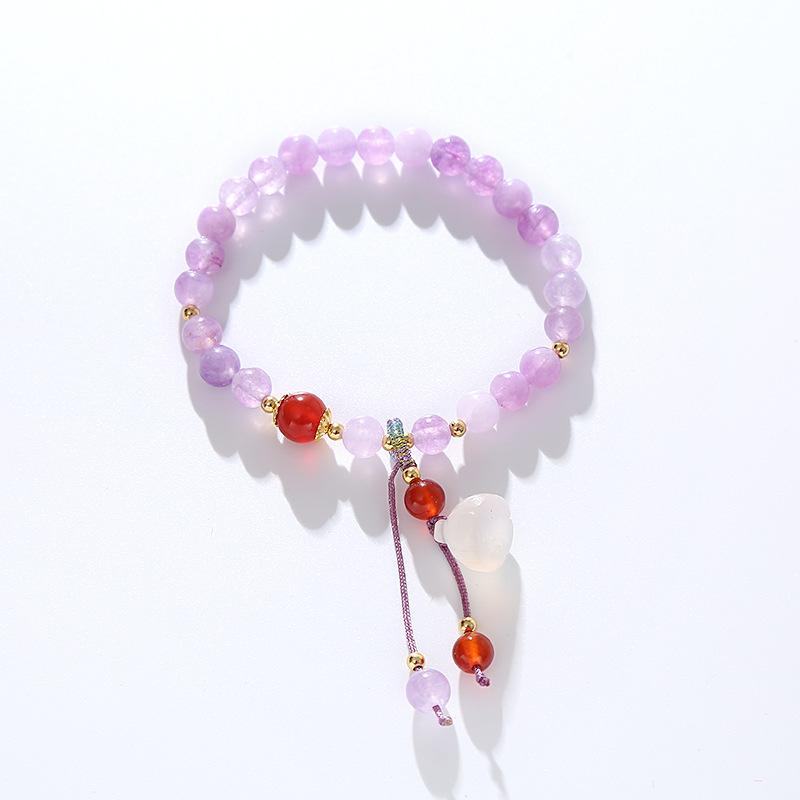 

Natural purple crystal bracelet lotus pod pendant bracelet. Bangles Women Fashion Jewelry daily accessories Gift фиолетовый