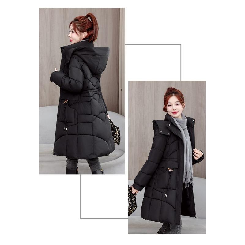Winter Fashion Women Down Cotton Coat Slim Fit Thickened Long Padded Jacket Warm Outwear