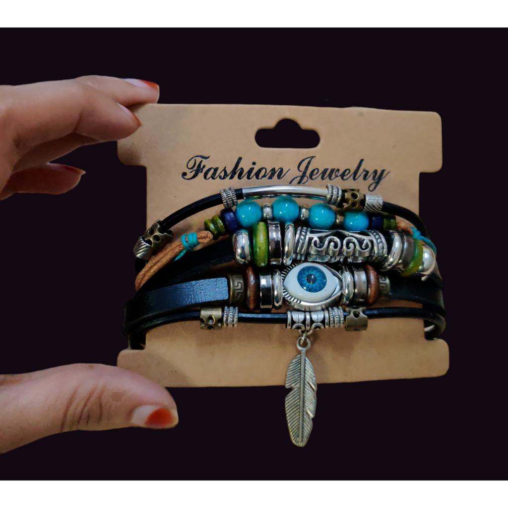@ Fancy Adjustable Silver Feather Evil Eye Charms For Men & Women MJ-447-60%OFF